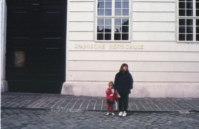 Jessica and Joanna Outside the Spanish Riding School