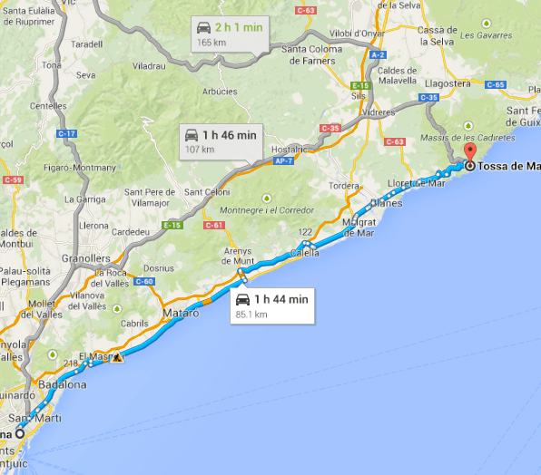 Barcelona to Tossa de Mar
