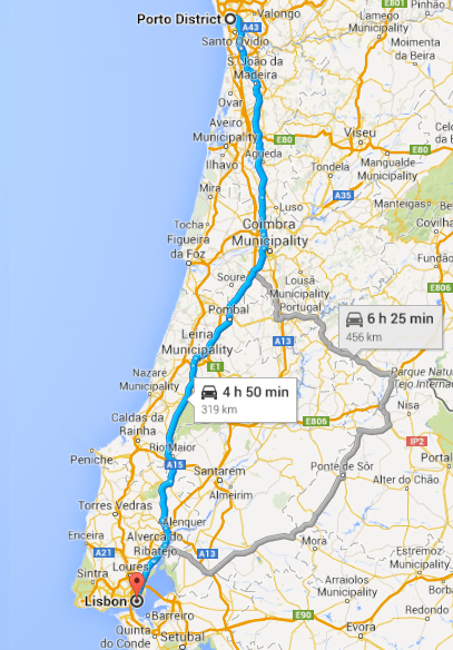 Porto to Lisbon