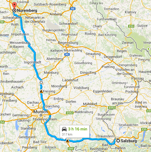 Salzburg to Nuremberg