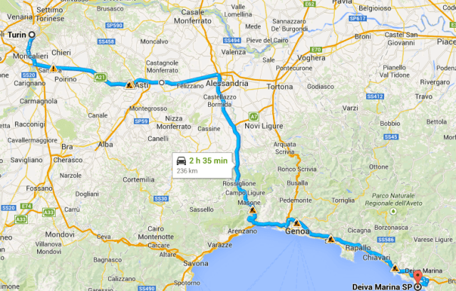 Turin to Deiva Marina