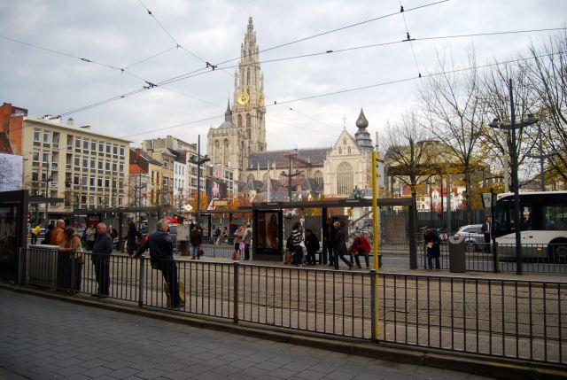 Groenplaats with Cathedral Spire in Background