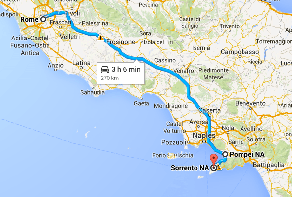 Rome to Sorrento via Pompeii