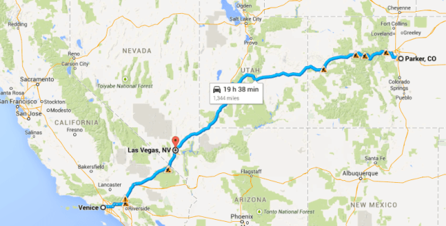 Parker to Las Vegas to Mar Vista