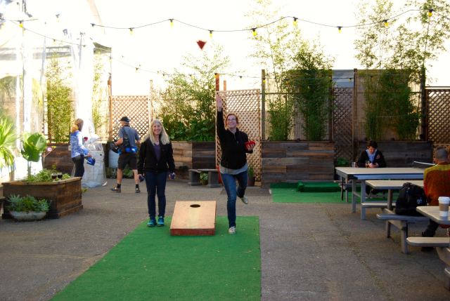 Corn Hole on the Patio