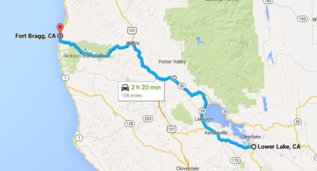 Lower Lake to Fort Bragg
