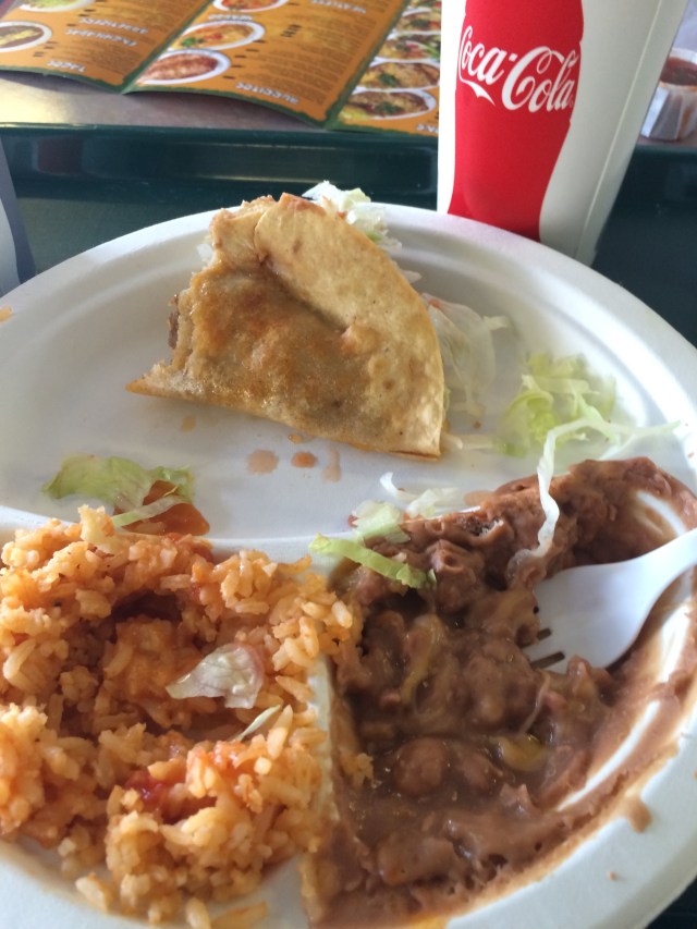 Partially demolished Taco, Rice, and Beans