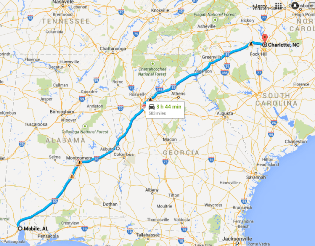 Mobile to Charlotte