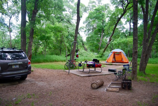 Our campsite at McKinney Falls State Park in Austin later in the trip