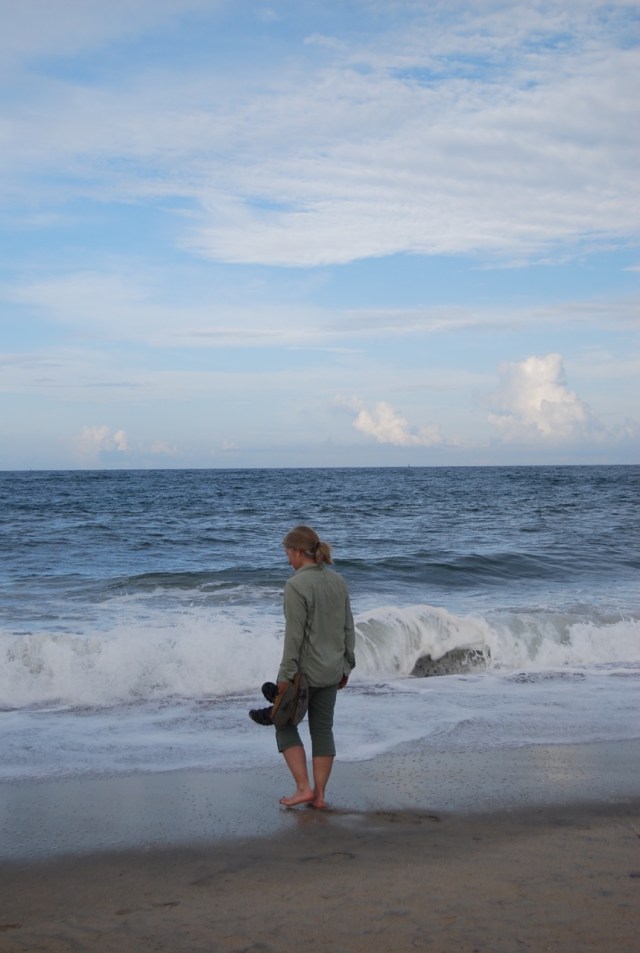 Getting one's feet wet