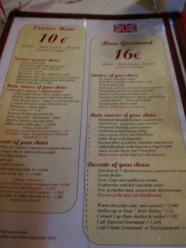 Le Bistrot 30 Menu