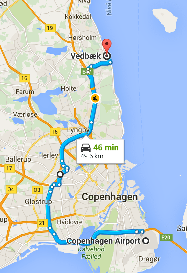 Copenhagen Airport to Vedbaek