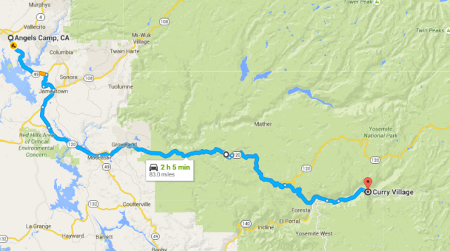 Angels Camp to Curry Village