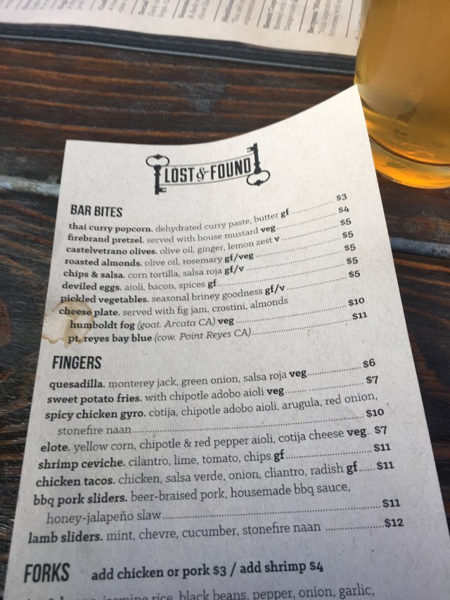Lost and Found Menu
