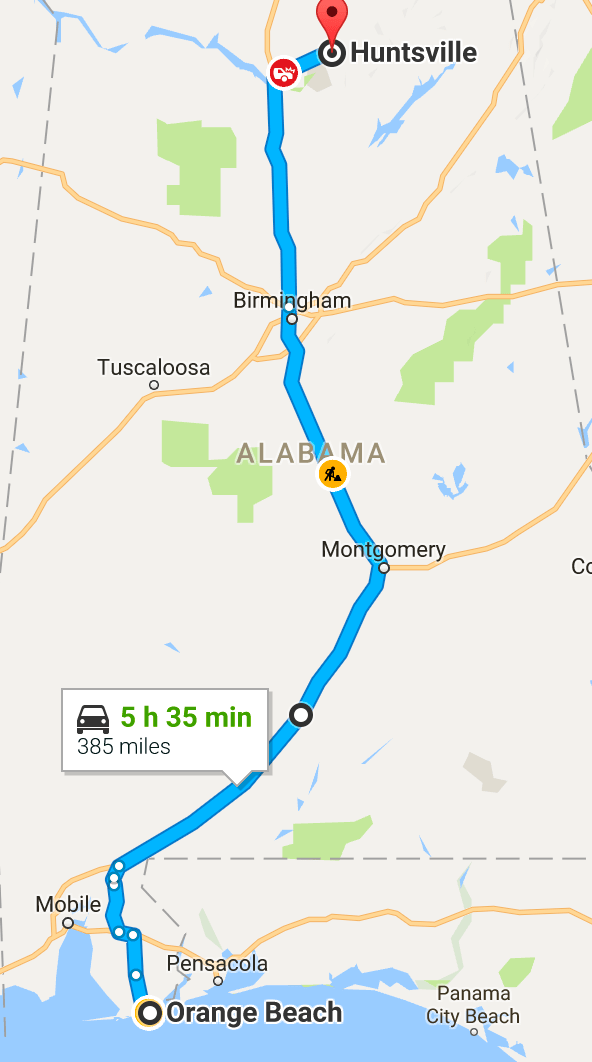 Orange Beach to Huntsville