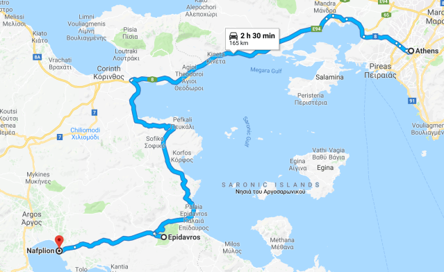 Athens to Napflia