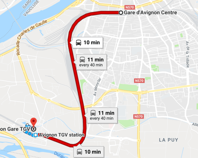 Avignon Center to TGV