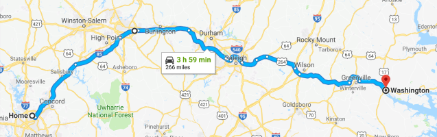 Home to Washington NC