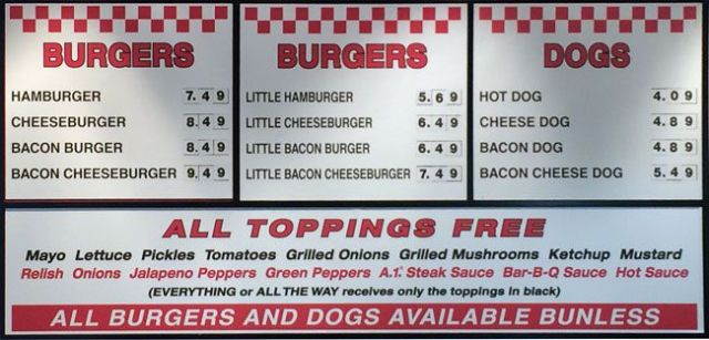 5 Guys Menu Board