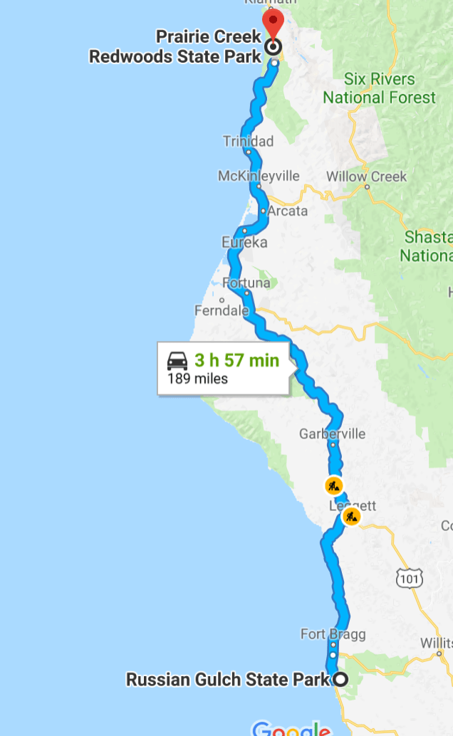 Russian Gulch to Prairie Creek