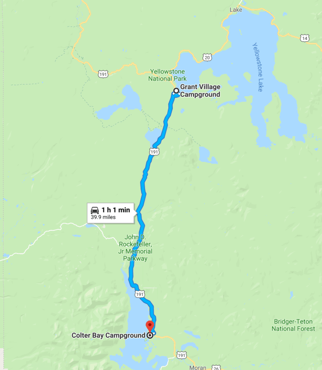 Grant Village to Colter Bay