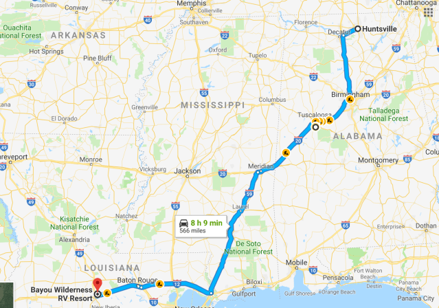 Huntsville to Lafayette