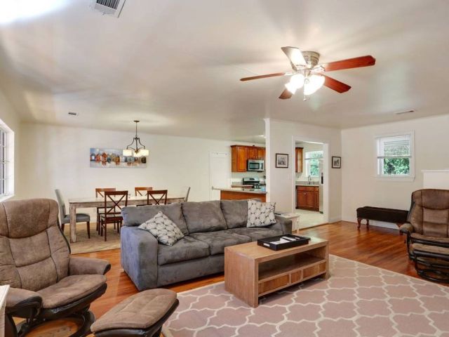 kitchen and living area