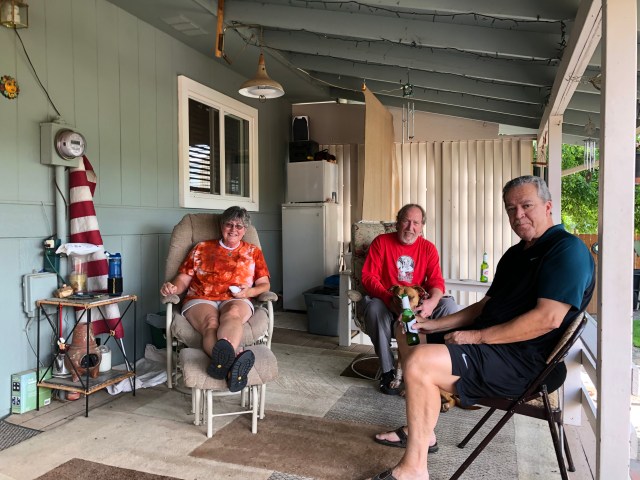 Sharon, Doug and JB on that back Porch
