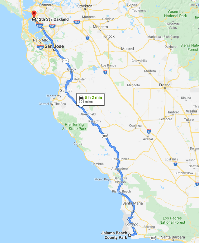 Jalama to Oakland