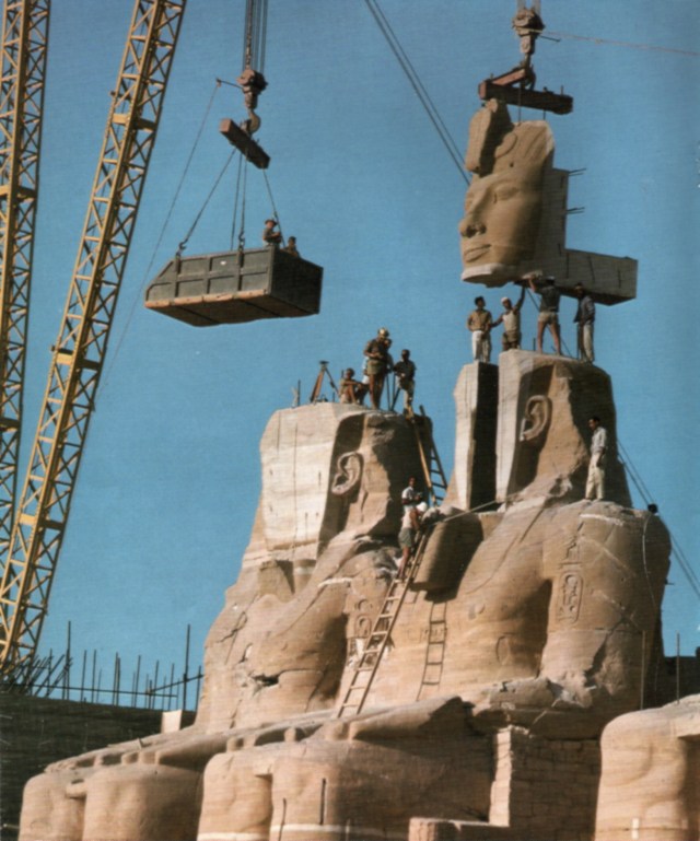 Abu Simbel Reconstruction (By Per-Olow - Per-Olow Anderson (1921-1989) - sv-Forskning &amp; Framsteg 1967 issue 3, page 16, Public Domain, https-::commons.wikimedia.org:w:index.php?curid=6235635)
