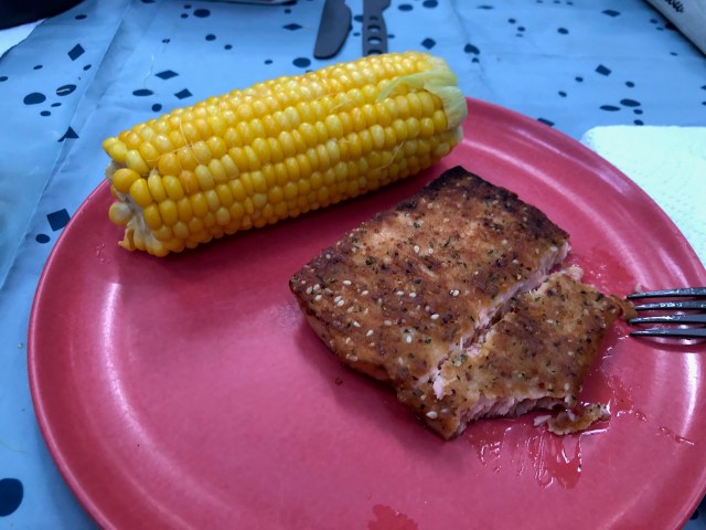 Salmon and Corn on the Cob